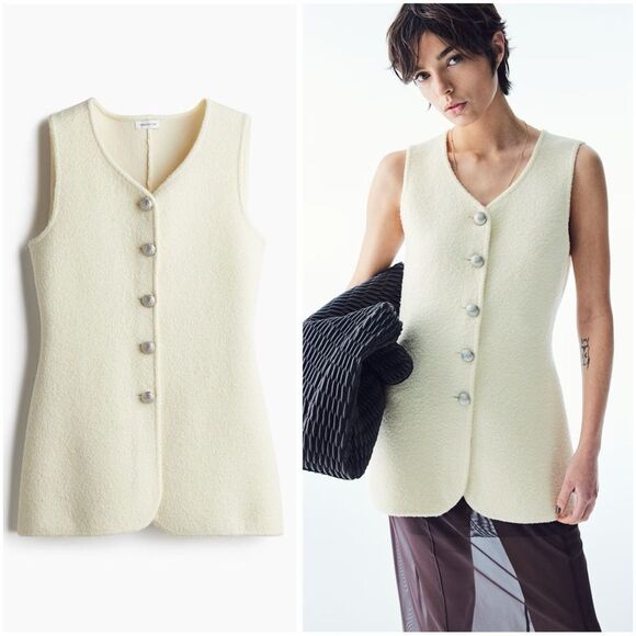 H&M Wool-Blend Knit Vest Cream